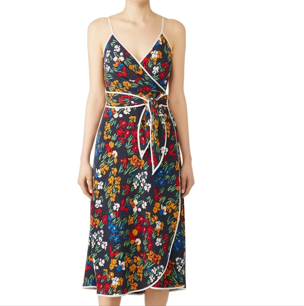 Tori Burch Navy Iris Garden Grotto Wrap Dress